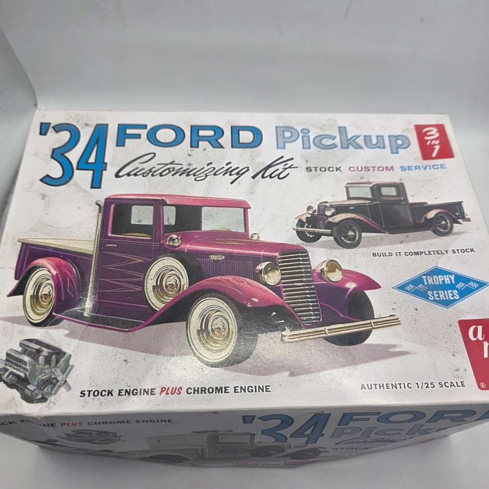 AMT 1934 Ford Pickup 3-in-1 Trophy Series 1/25 Model Kit #1120 Open Started